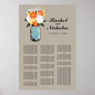 Mason Jar White Daisies 24x36Seating Chart Poster