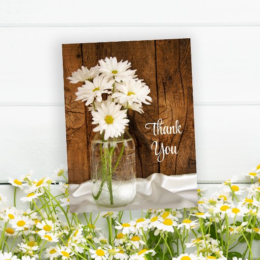 Mason Jar White Daisies Barn Wedding Bedankt Briefkaart
