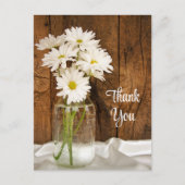 Mason Jar White Daisies Barn Wedding Bedankt Briefkaart (Voorkant)