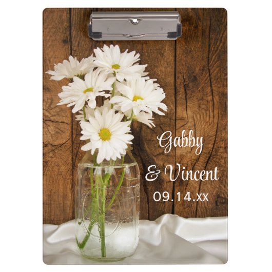 Mason Jar White Daisies Barn Wedding Planning Klembord (Voorkant)