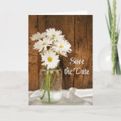 Mason Jar White Daisies Barn Wedding Save the Date Aankondiging (Voorkant)