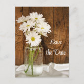 Mason Jar White Daisies Barn Wedding Save the Date Aankondigingskaart (Voorkant)