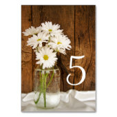 Mason Jar White Daisies Barn Wedding Table Numbers Kaart (Achterkant)