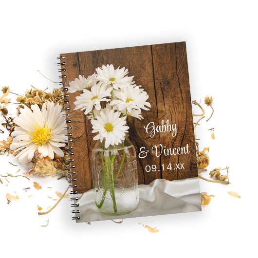 Mason Jar White Daisies Country Barn Wedding Notitieboek