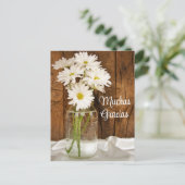 Mason Jar White Daisies Gracias Spaans Dank je Briefkaart (Staand voorkant)