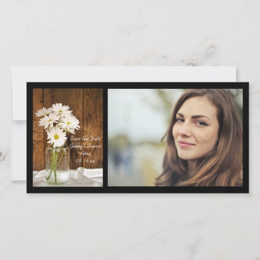 Mason Jar White Daisies Quinceañera Save the Date (Voorkant)