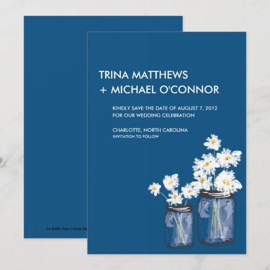 Mason Jar & White Daisies Save the Date (Voorkant / Achterkant)