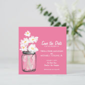 Mason Jar & White Daisies Save the Date (Staand voorkant)