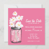 Mason Jar & White Daisies Save the Date (Voorkant)