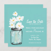 Mason Jar & White Daisies Save the Date (Voorkant / Achterkant)