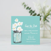 Mason Jar & White Daisies Save the Date (Staand voorkant)