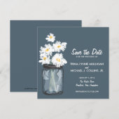 Mason Jar & White Daisies Save the Date (Voorkant / Achterkant)