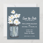 Mason Jar & White Daisies Save the Date (Voorkant)