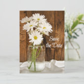 Mason Jar White Daisies Sweet 16 Save the Date (Staand voorkant)