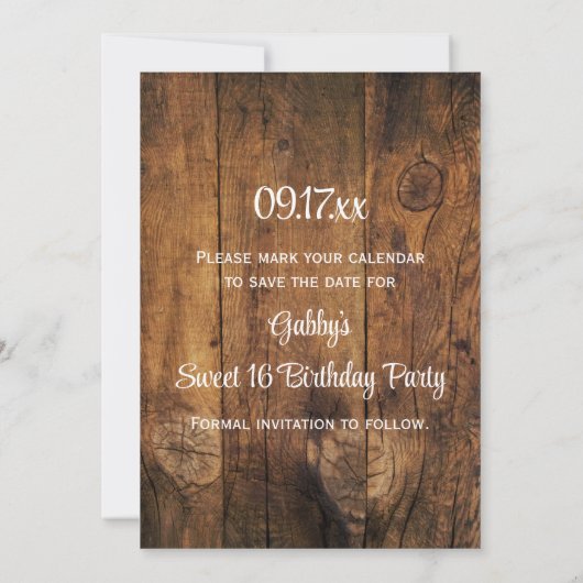 Mason Jar White Daisies Sweet 16 Save the Date (Achterkant)