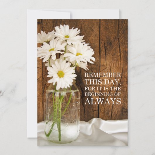 Mason Jar White Daisies Wedding Save the Date Kaart (Voorkant)