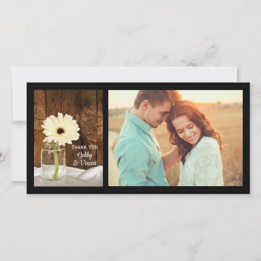 Mason Jar White Daisy Country Weddenschap Bedankt (Voorkant)