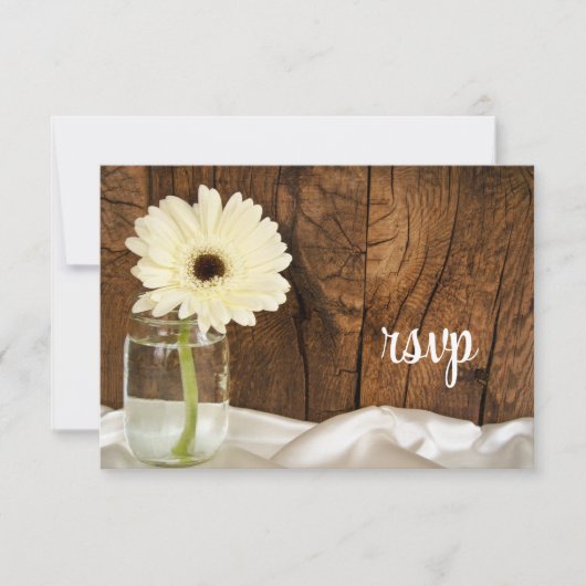 Mason Jar White Daisy Country Weddenschap RSVP Car (Voorkant)