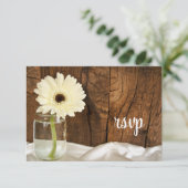 Mason Jar White Daisy Country Weddenschap RSVP Car (Staand voorkant)