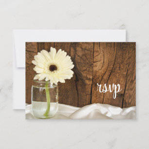 Mason Jar White Daisy Country Weddenschap RSVP Car