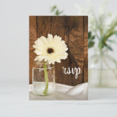 Mason Jar White Daisy Country Weddenschap RSVP Car (Staand voorkant)