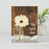 Mason Jar White Daisy Quinceañera Save the Date (Staand voorkant)