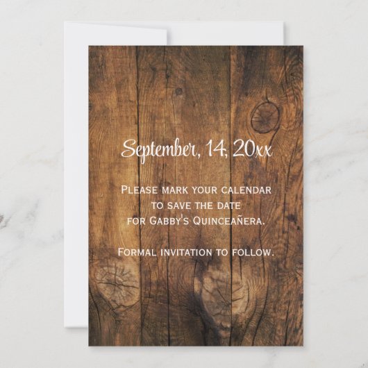 Mason Jar White Daisy Quinceañera Save the Date (Achterkant)