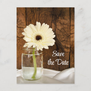 Mason Jar White Daisy Quinceañera Save the Date Aankondigingskaart