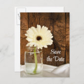 Mason Jar White Daisy Quinceañera Save the Date Aankondigingskaart (Voorkant / Achterkant)