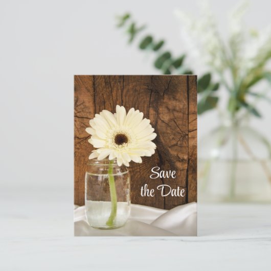 Mason Jar White Daisy Quinceañera Save the Date Aankondigingskaart (Staand voorkant)
