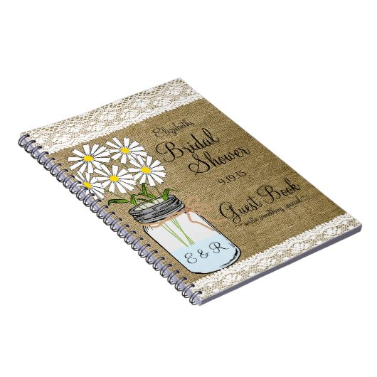Mason Jar White Flowers Vrijgezellenfeest Guest Bo Notitieboek (Rechterzijde)