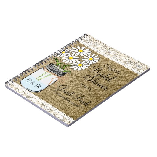 Mason Jar White Flowers Vrijgezellenfeest Guest Bo Notitieboek (Linkerzijde)