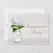 Mason Jar & White Hydrangea Chic Grey Verloving Kaart (Voorkant)