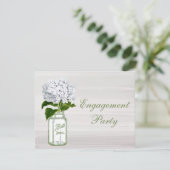 Mason Jar & White Hydrangea Chic Grey Verloving Kaart (Staand voorkant)