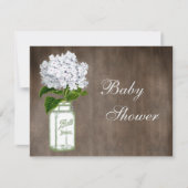 Mason Jar & White Hydrangea Rustic Baby shower Kaart (Voorkant)