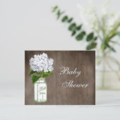 Mason Jar & White Hydrangea Rustic Baby shower Kaart (Staand voorkant)