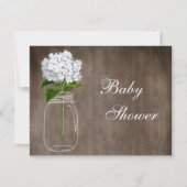 Mason Jar & White Hydrangea Rustic Baby shower Kaart (Voorkant)