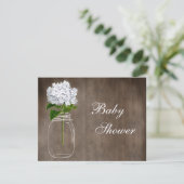 Mason Jar & White Hydrangea Rustic Baby shower Kaart (Staand voorkant)