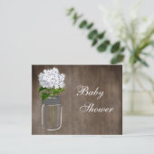 Mason Jar & White Hydrangea Rustic Baby shower Kaart (Staand voorkant)