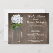 Mason Jar & White Hydrangea Rustic Baby shower Kaart (Achterkant)