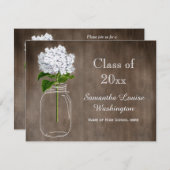 Mason Jar White Hydrangea Rustic Graduation Party Kaart (Voorkant / Achterkant)