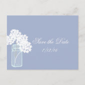 Mason Jar, White Hydrangea, Save the Date Aankondigingskaart (Voorkant)
