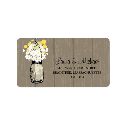 Mason Jar Wild Daisies & Billy Balls Etiket (Voorkant)