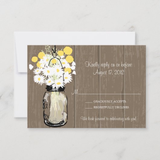 Mason Jar Wild Daisies & Billy Balls RSVP (Voorkant)