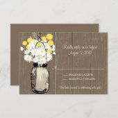 Mason Jar Wild Daisies & Billy Balls RSVP (Voorkant / Achterkant)