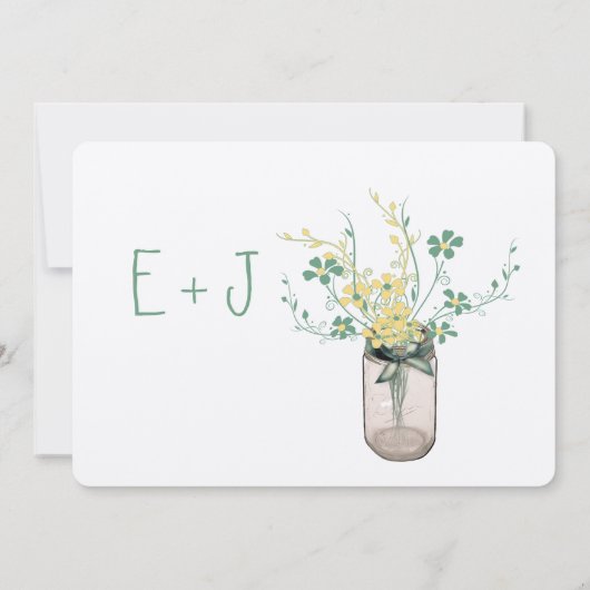 Mason Jar Wild Flower Sage and Mustard Yellow Kaart (Achterkant)