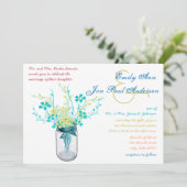 Mason Jar Wild Flower Wedding Invitations Kaart (Staand voorkant)
