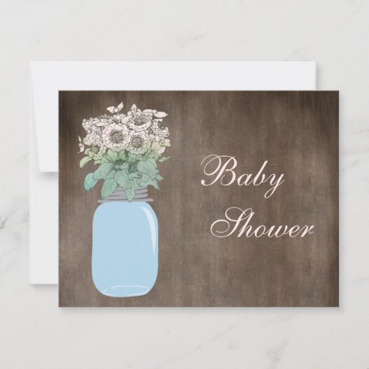 Mason Jar & Wild Flowers Rustic Baby shower Kaart (Voorkant)