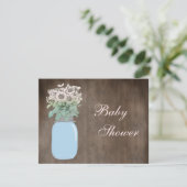 Mason Jar & Wild Flowers Rustic Baby shower Kaart (Staand voorkant)