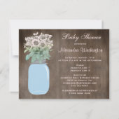 Mason Jar & Wild Flowers Rustic Baby shower Kaart (Achterkant)